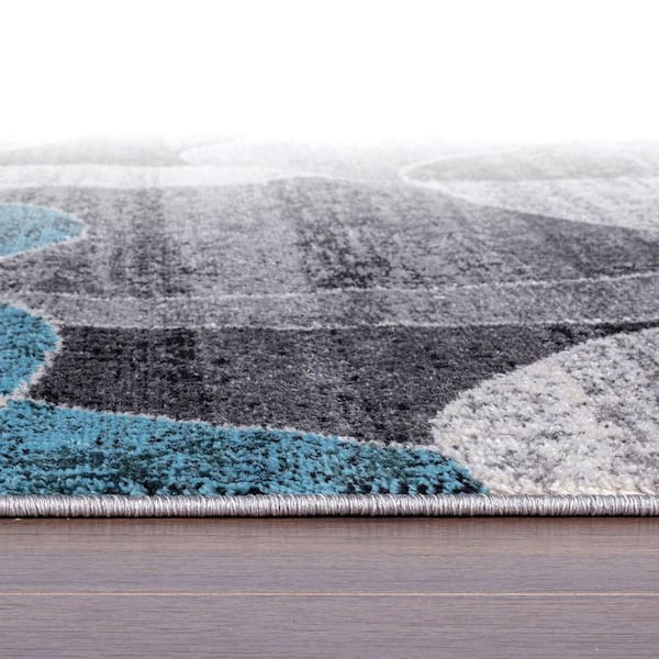 Contemporary Distressed Circle 7 ft. 10 in. x 10 ft. Area Rug Blue