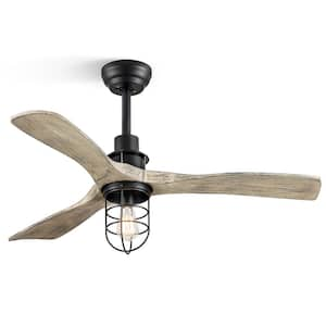 42 in. Indoor Matte Black Downrod 6-Speeds Farmhouse Caged Ceiling Fan with Light Kit and Remote Control DC Motor