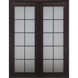Avanti 48 in. x 79,375" 10-Lite Both Active Black Apricot Glass & Manufactured Wood Standard Double Prehung French Door