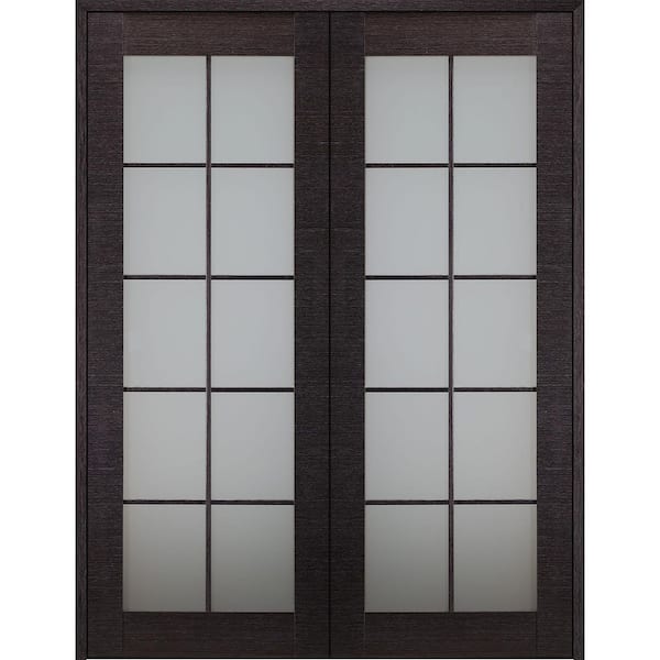 Belldinni Avanti 60 in. x 79,375" 10-Lite Both Active Black Apricot Glass & Manufactured Wood Standard Double Prehung French Door