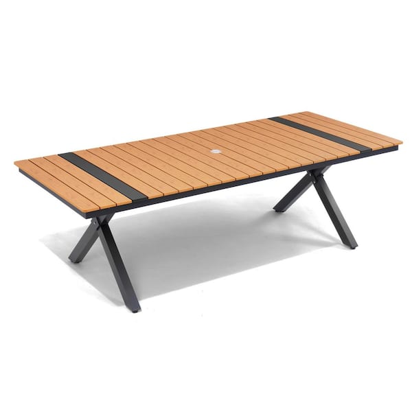 PHI VILLA Black Geometric Rectangle Metal Patio Outdoor Dining