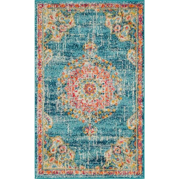 Unique Loom Penrose Alexis Blue 3 ft. 3 in. x 5 ft. 3 in. Area Rug