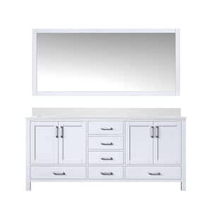 Jacques 72 in. W x 22 in. D White Double Bath Vanity, White Quartz Top, and 70 in. Mirror