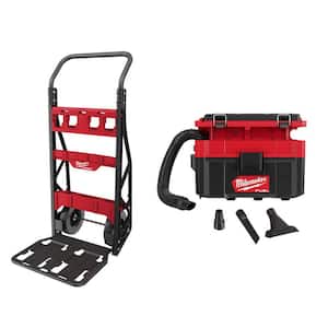 PACKOUT 20 in. 2-Wheel Utility Cart & M18 FUEL PACKOUT 18-Volt Lithium-Ion Cordless 2.5 Gal. Wet/Dry Vacuum (Tool-Only)