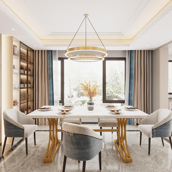 BYBLIGHT Roesler White and Gold Wood 63 Sled Rectangular