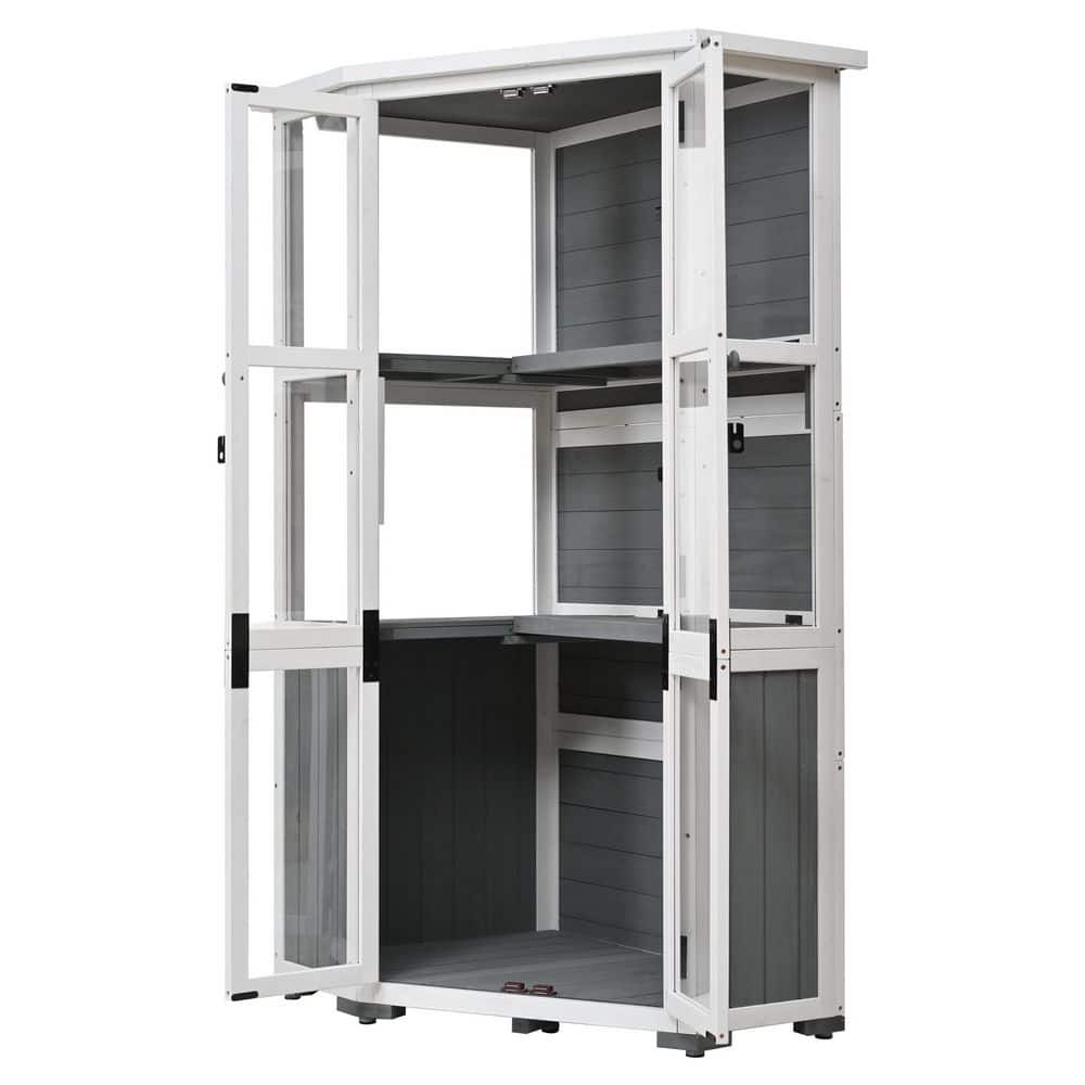 3 ft. W x 2 ft. D Gray Wood Outdoor Tool Storage Shed, Storage Cabinet, w/ 