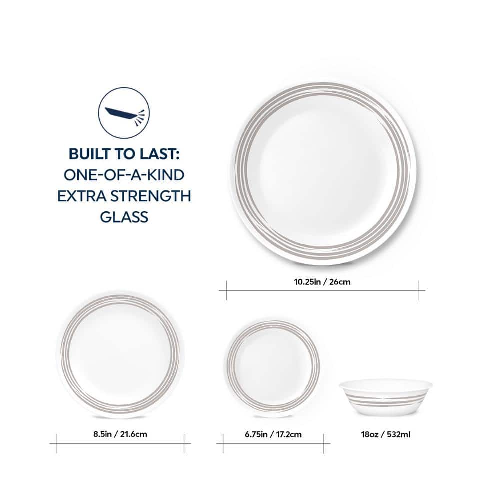 White and Silver Glass 16-Piece Dinnerware Set