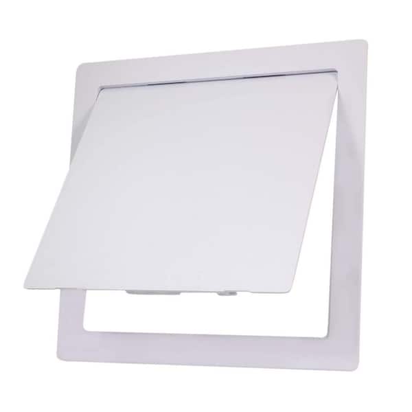 The Plumber's Choice 14 in. x 14 in. Plastic Access Panel for Drywall Ceiling Reinforced Plumbing Wall Access Door Removable Hinged in White
