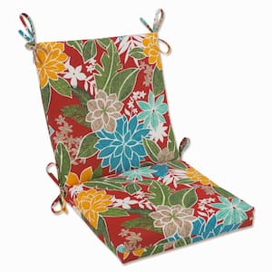 Tropic Floral Outdoor/Indoor 18 in. W x 3 in. H Deep Seat 1 Piece Chair Cushion and Square Corners in Red/Green Bora Cay