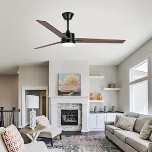 Vladimir 60 in. Integrated LED Indoor Black Ceiling Fan with Light and Remote Control Included