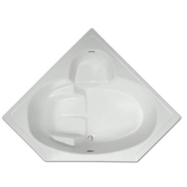 Pinnacle 5 ft. Corner Drop-In Non-Whirlpool Bathtub in White