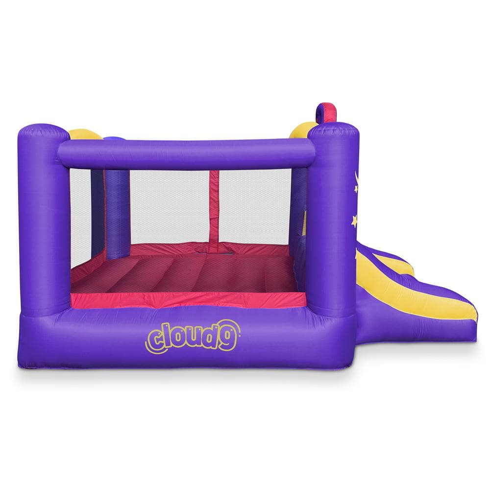 Wizard Theme Purple and Yellow Inflatable Bounce House with Slide