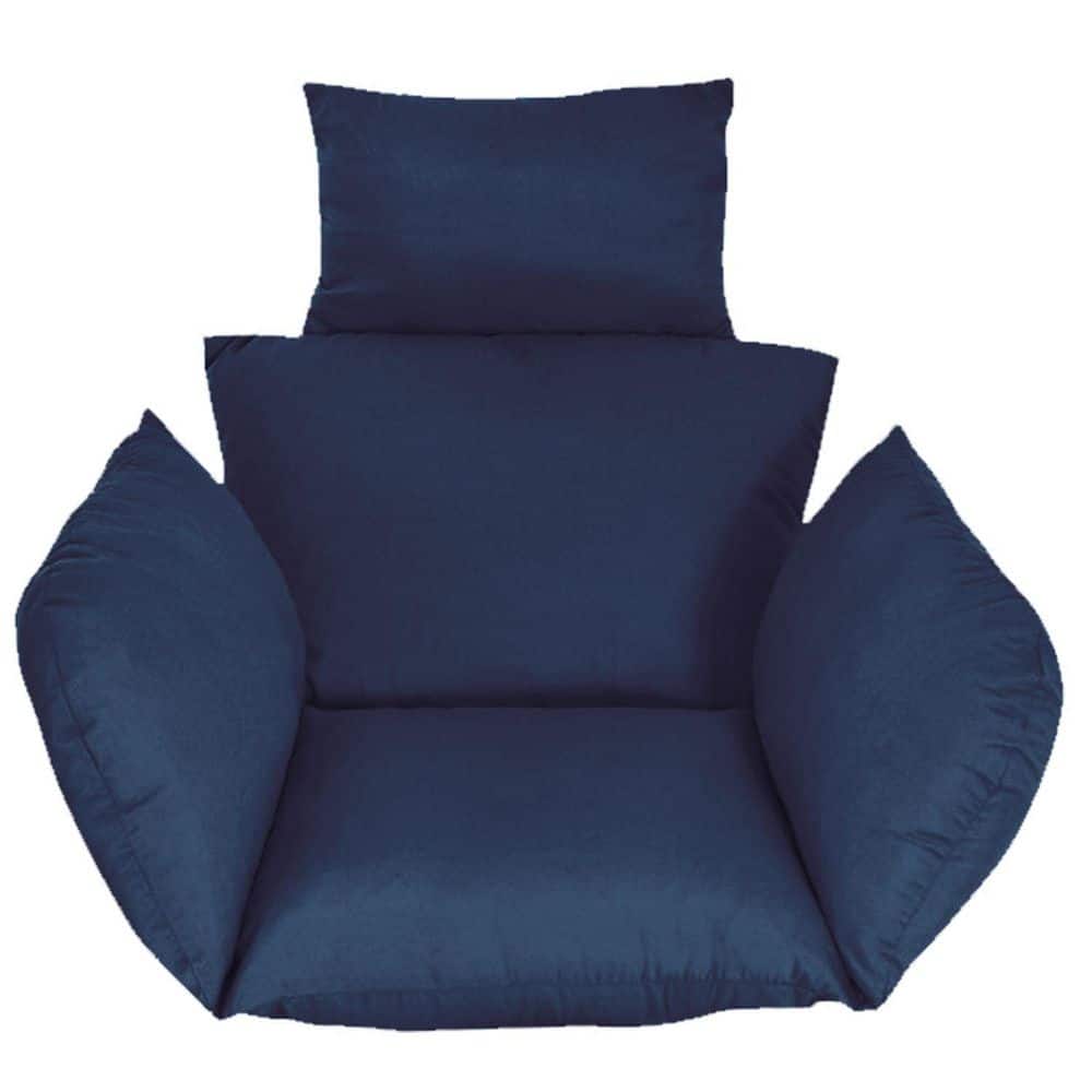 Egg Chair Cushion Hanging Basket Seat Cushion Thicken Soft Egg Swing Chair Pad Hanging with Headrest in Navy