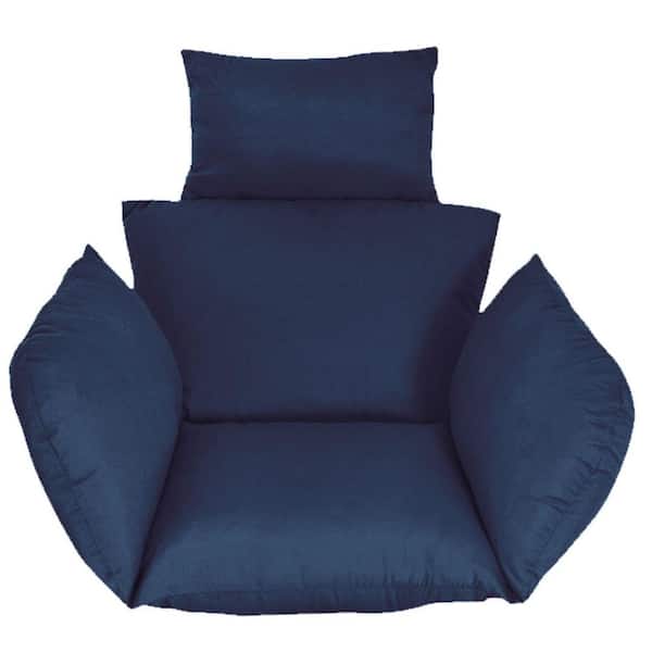Egg Chair Cushion Hanging Basket Seat Cushion Thicken Soft Egg Swing Chair Pad Hanging with Headrest in Navy