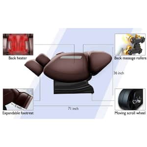 Favor Brown Recliner with Zero Gravity, Full Body Air Pressure, Bluetooth, Heat and Foot Roller Massage Chair
