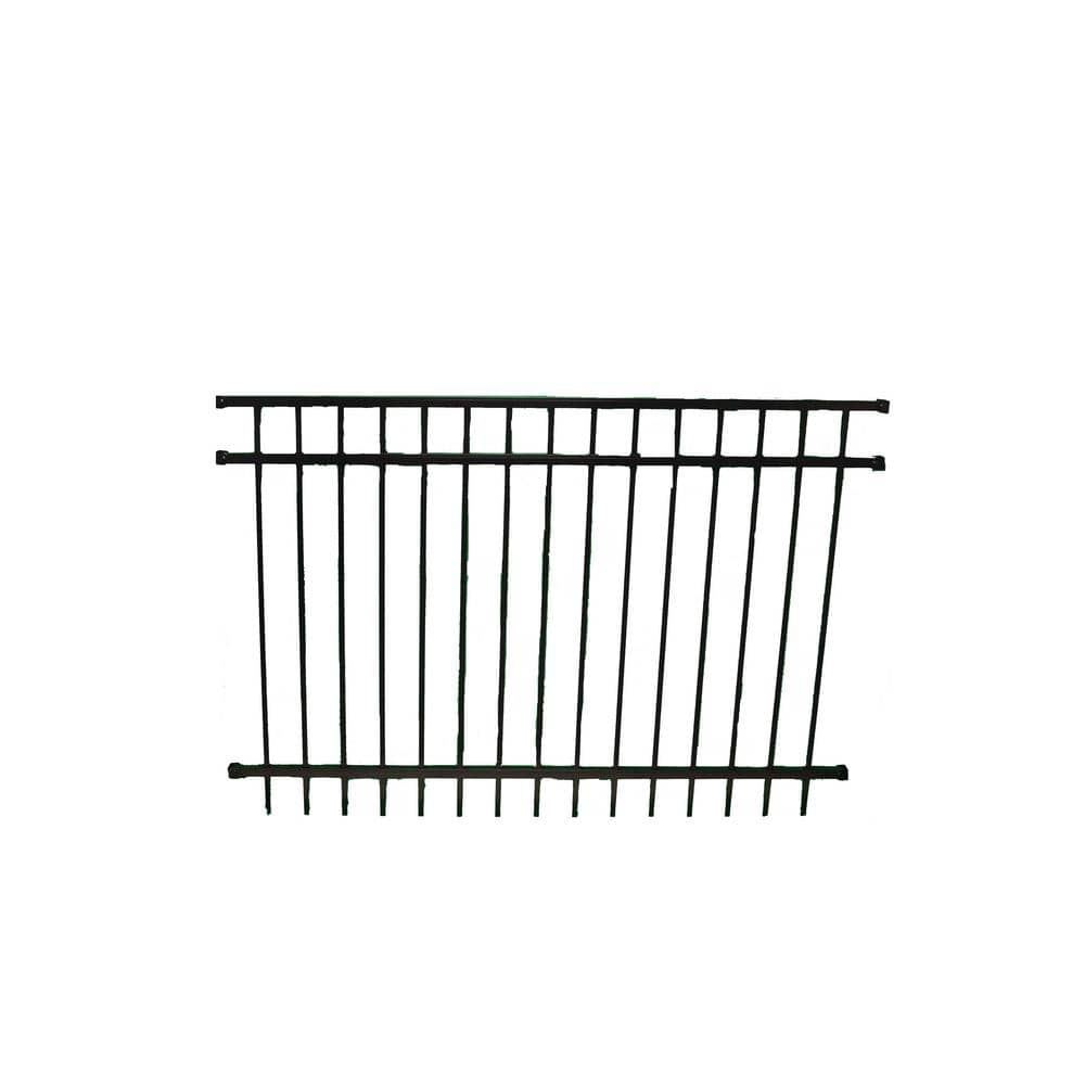 Cypress Black Aluminum Flat Top Ornamental Fence Panel
