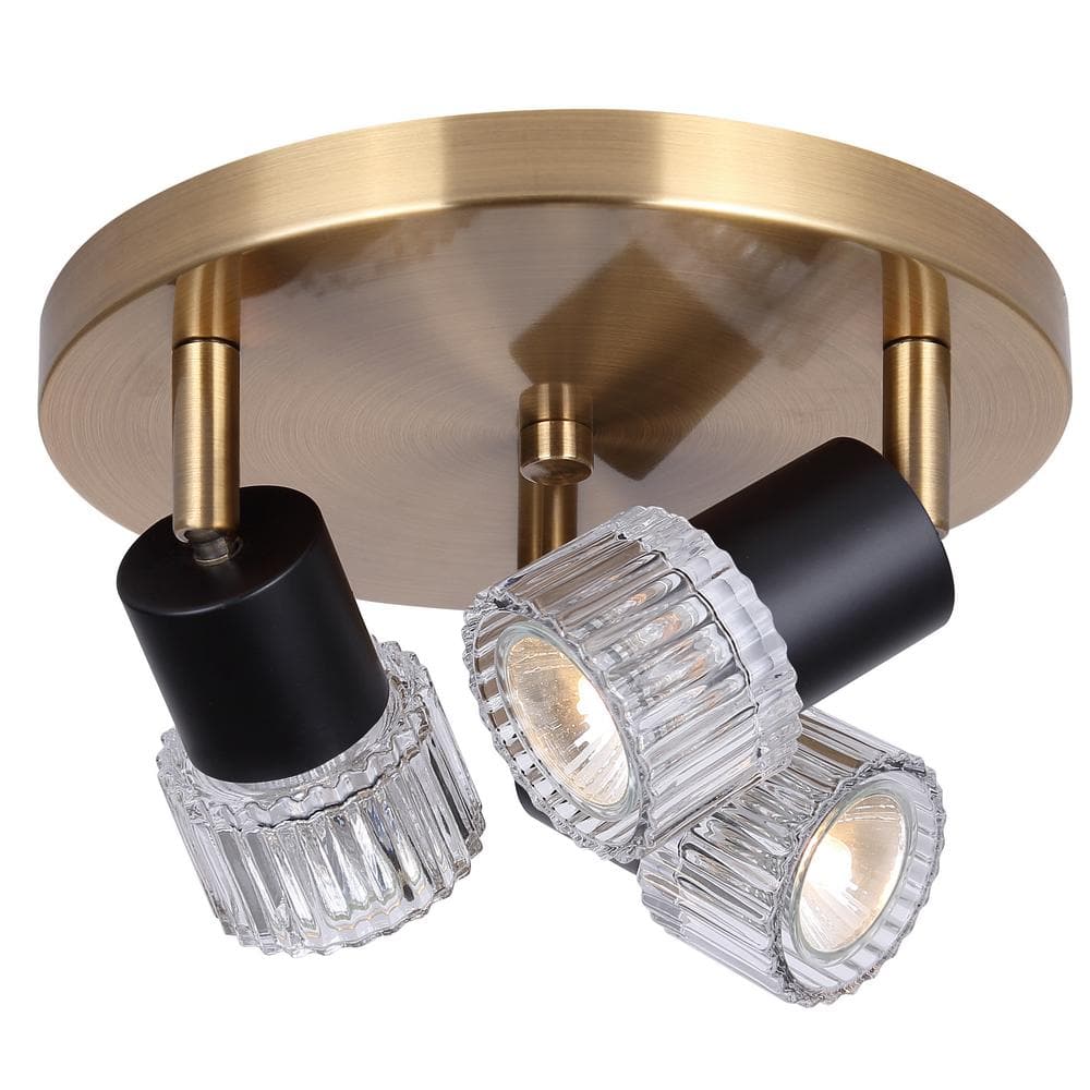Elsee 2 ft. Gold and Matte Black Halogen Ceiling Mounted Hard Wired Track Lighting Kit with Cylinder Head price history on PriceWatchPro