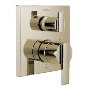 Ara Modern 2-Handle Wall-Mount Valve Trim Kit with 3-Setting Integrated Diverter in Polished Nickel (Valve not Included)
