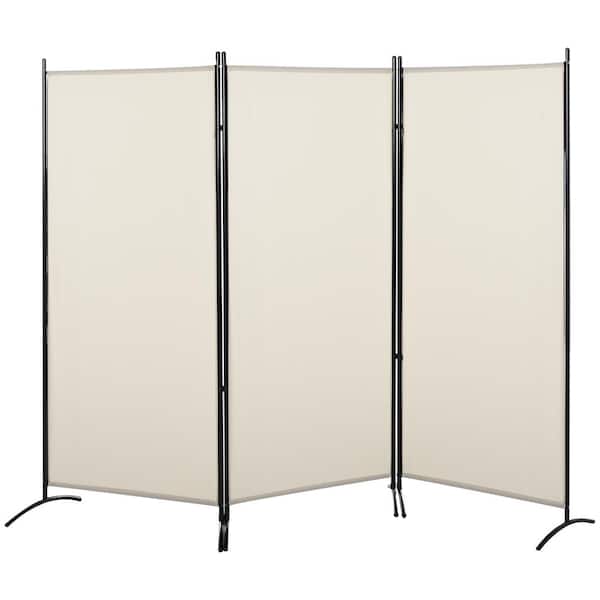 Zeus & Ruta 3-Panel 6 ft. Room Divider Folding Privacy Screen Separator Partition Wall in Beige
