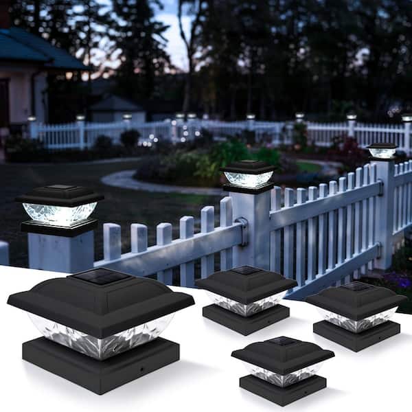 GIGALUMI Black 4 x 4 Solar Powered LED Deck Post Cap Light (4-Pack