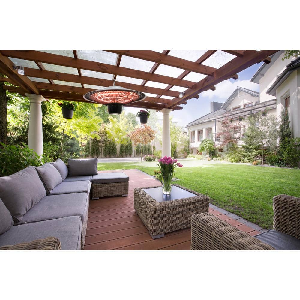 Silver Infrared Electric Hanging Outdoor Heater with Remote
