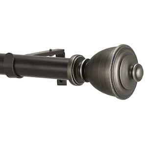 48 in. - 84 in. Adjustable 1 in. Single Curtain Rod Set in Oil Rubbed Bronze with Muskoka Finial