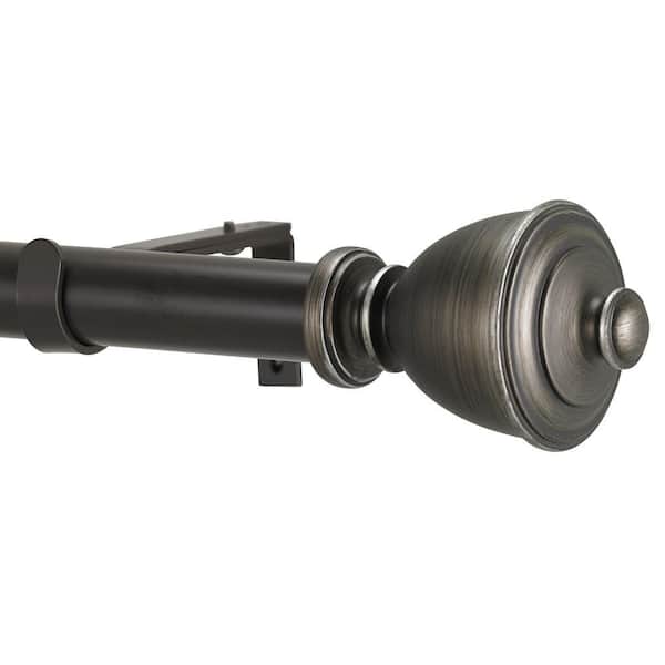 Art Decor 48 in. - 84 in. Adjustable 1 in. Single Curtain Rod Set in Oil Rubbed Bronze with Muskoka Finial