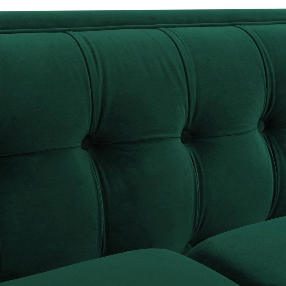 Evergreen Velvet Chesterfield Sofa with Tufted Detail and Wood Frame