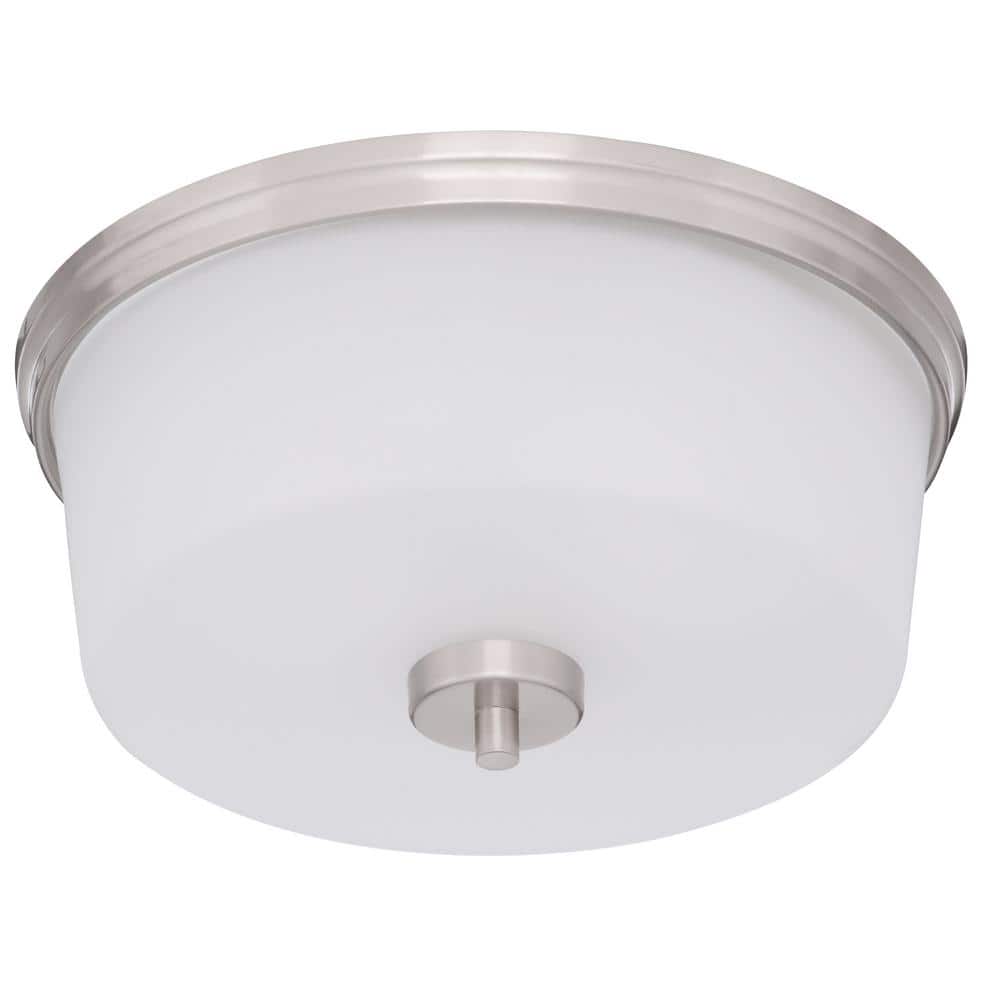 Fusion 14" Brushed Nickel and Frosted Glass Flush Mount Light