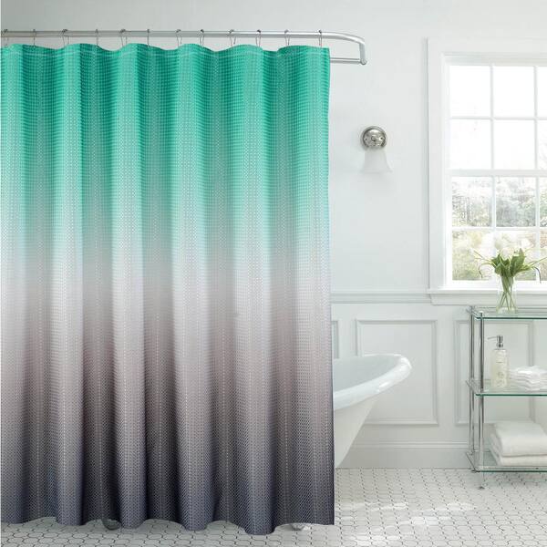 Texture Printed Shower Curtain Set, Gray White And Teal Shower Curtain Set