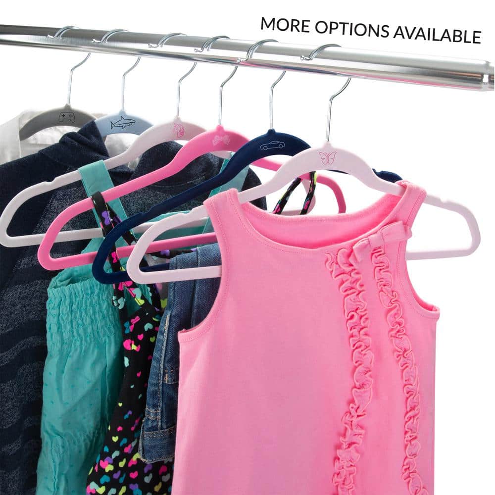 White Velvet Non-Slip Kids Hangers, Set of 25