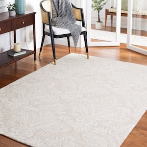 Micro-Loop Beige 3 ft. x 4 ft. Medallion Solid Color Area Rug