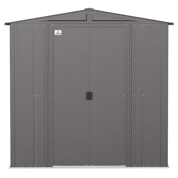 Arrow 6 ft. x 6 ft. Grey Metal Storage Shed With Gable Style Roof 34 Sq. Ft.