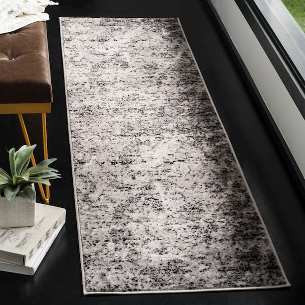 Skyler 2 ft. x 10 ft. Charcoal/Ivory Marble Overdyed Runner Rug