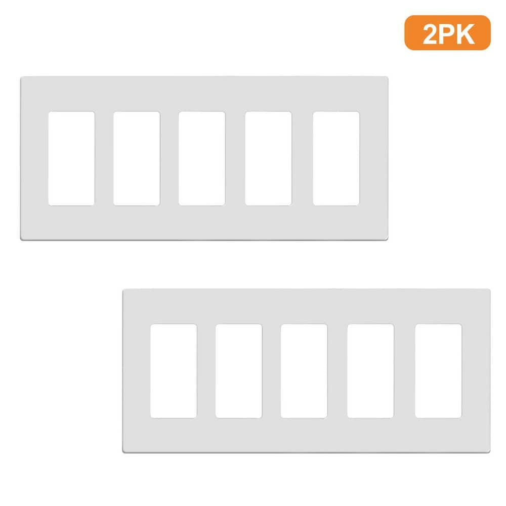 2-PACK 5-Gang White Decorator/Rocker Switch Polycarbonate Screwless Wall Plate Cover price history on PriceWatchPro