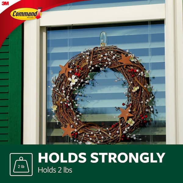 Command - 2 lb. Medium Clear Outdoor Window Hook Value Pack (5 Hooks, 6 Water Resistant Strips)