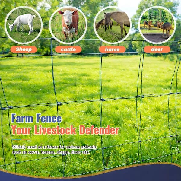 48 in. x 328 ft. 14-Gauge Reinforced Hot-Dip Galvanized Metal Mesh Fit Yard Livestock Protection, Precision Welding