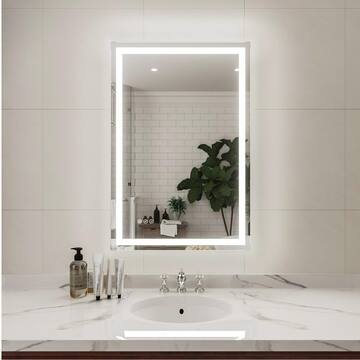 niveal Lumos 24 in. W x 36 in. H Rectangular Frameless LED Wall Bathroom Vanity Mirror in Silver LMV04-2436DF1