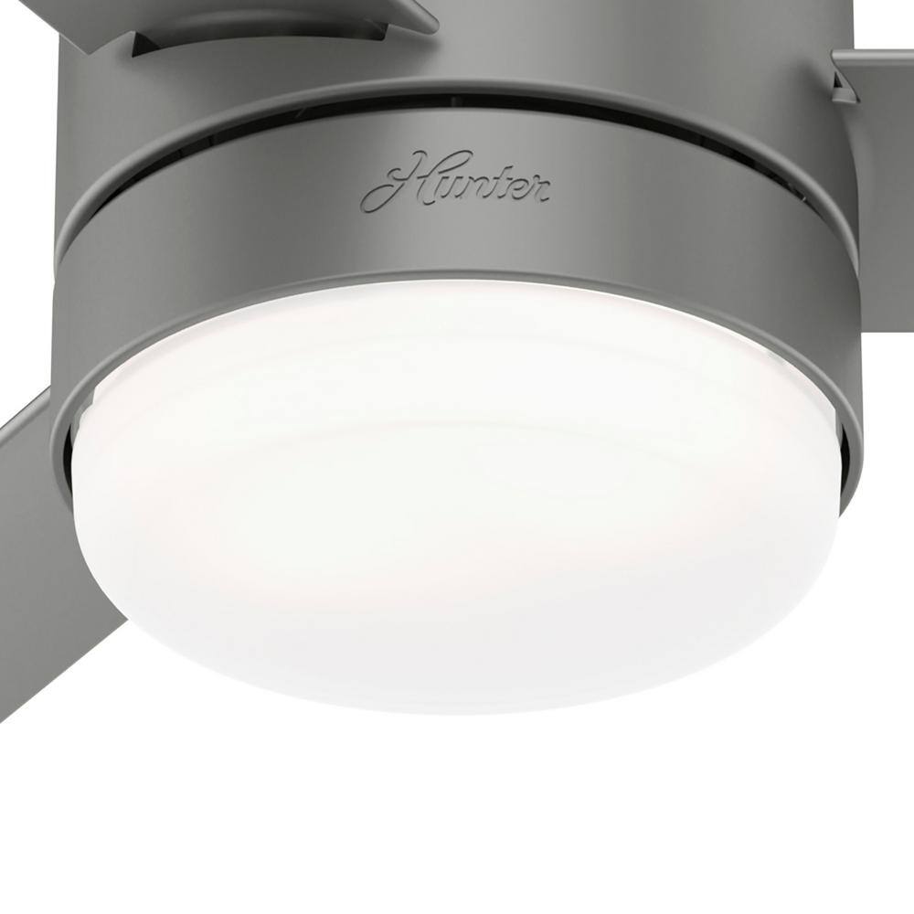 Matte Silver 44" Low Profile Ceiling Fan with Remote and LED Light