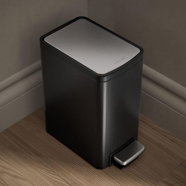 KOHLER 6 l Metal Household Trash Can in Black Stainless 31319-BST