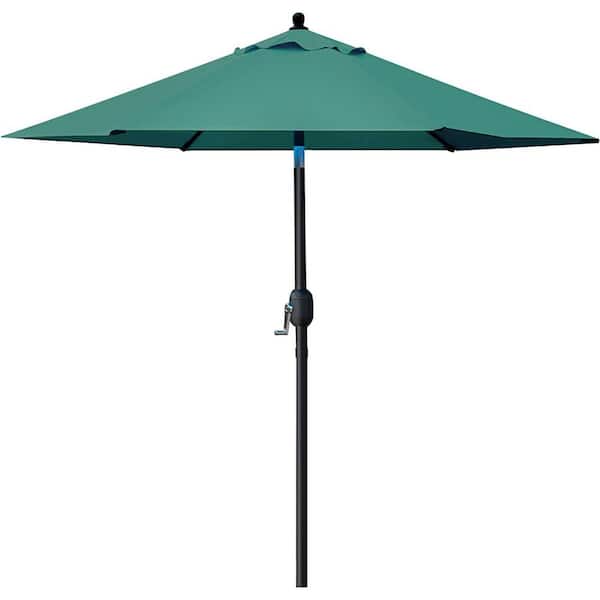 Cubilan 7.5 ft. Patio Umbrella Outdoor Table Market Umbrella with Push Button Tilt/Crank, 6 Ribs in Dark Green