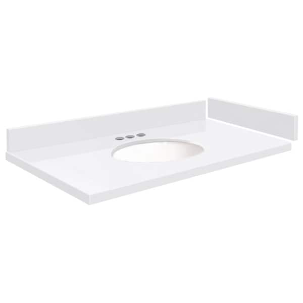 Transolid Silestone 31 in. W x 22.25 in. D Qt. White Round Single Sink Vanity Top in Miami White