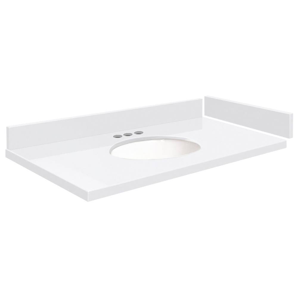 Silestone 33.75 in. W x 22.25 in. D Quartz White Round Single Sink Vanity Top in Miami White price history on PriceWatchPro