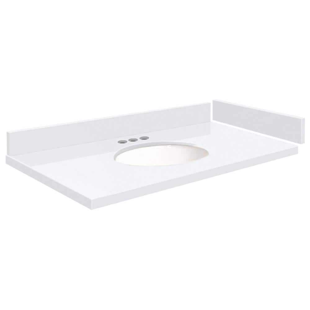 Silestone 36.75 in. W x 22.25 in. D Quartz White Round Single Sink Vanity Top in Miami White price history on PriceWatchPro