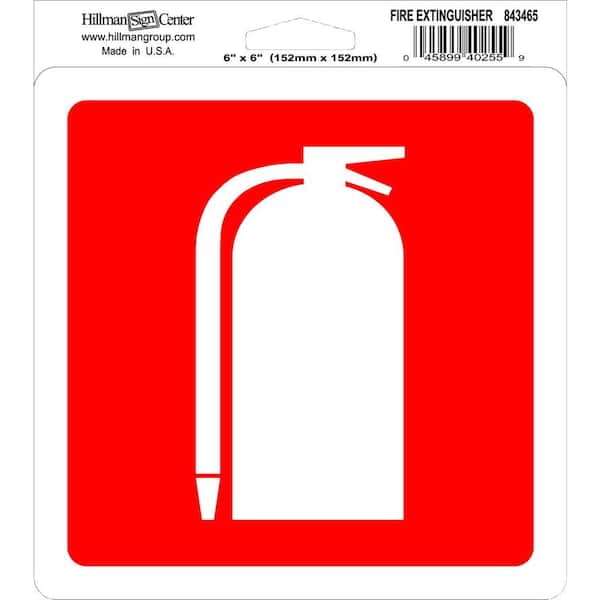 Hillman 6 in. x 6 in. Self Adhesive Fire Extinguisher Sign