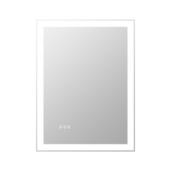 INSTER 24 in. W x 32 in. H Rectangular Frameless Wall Mount LED Lighted De-Fog Bathroom Vanity Mirror