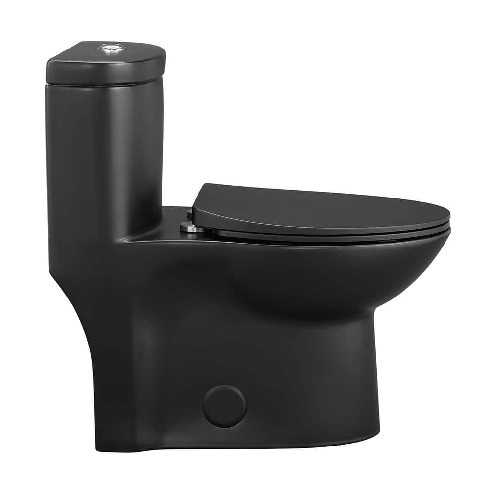 Sublime Matte Black Ceramic One-Piece Elongated Toilet