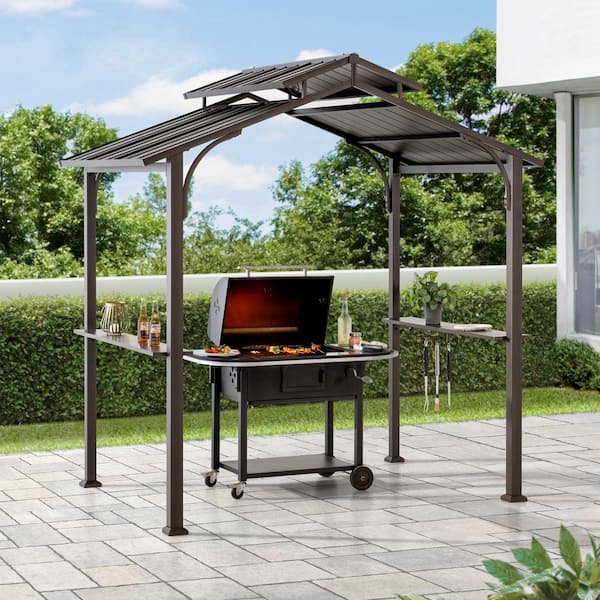 Sunjoy 5 ft. x 8 ft. Brown Steel Frame Double-Tier Hardtop Sunjoy 5 ft. x 8 ft. Brown Steel Frame Double-Tier Hardtop