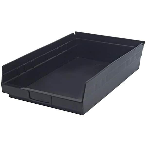 4 In. Economy 6.68 Qt. Shelf Bin in Black (8-Pack)