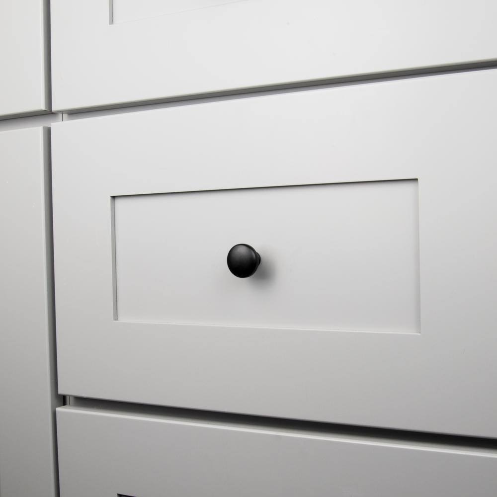 Matte Black Aluminum Round Cabinet Knob with Mounting Hardware